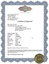 Rug Certificate of Appraisal