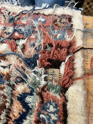 Cutting and Weaving Damaged Spot On Handmade Rug