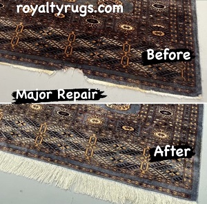 Rug Repairing and Re-fringing - Before and After